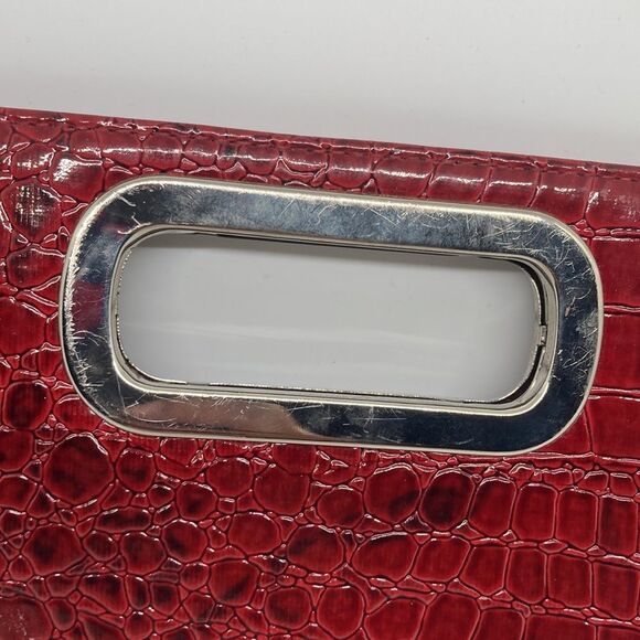 Red Maroon Crocodile Print Clutch - Picture 10 of 10